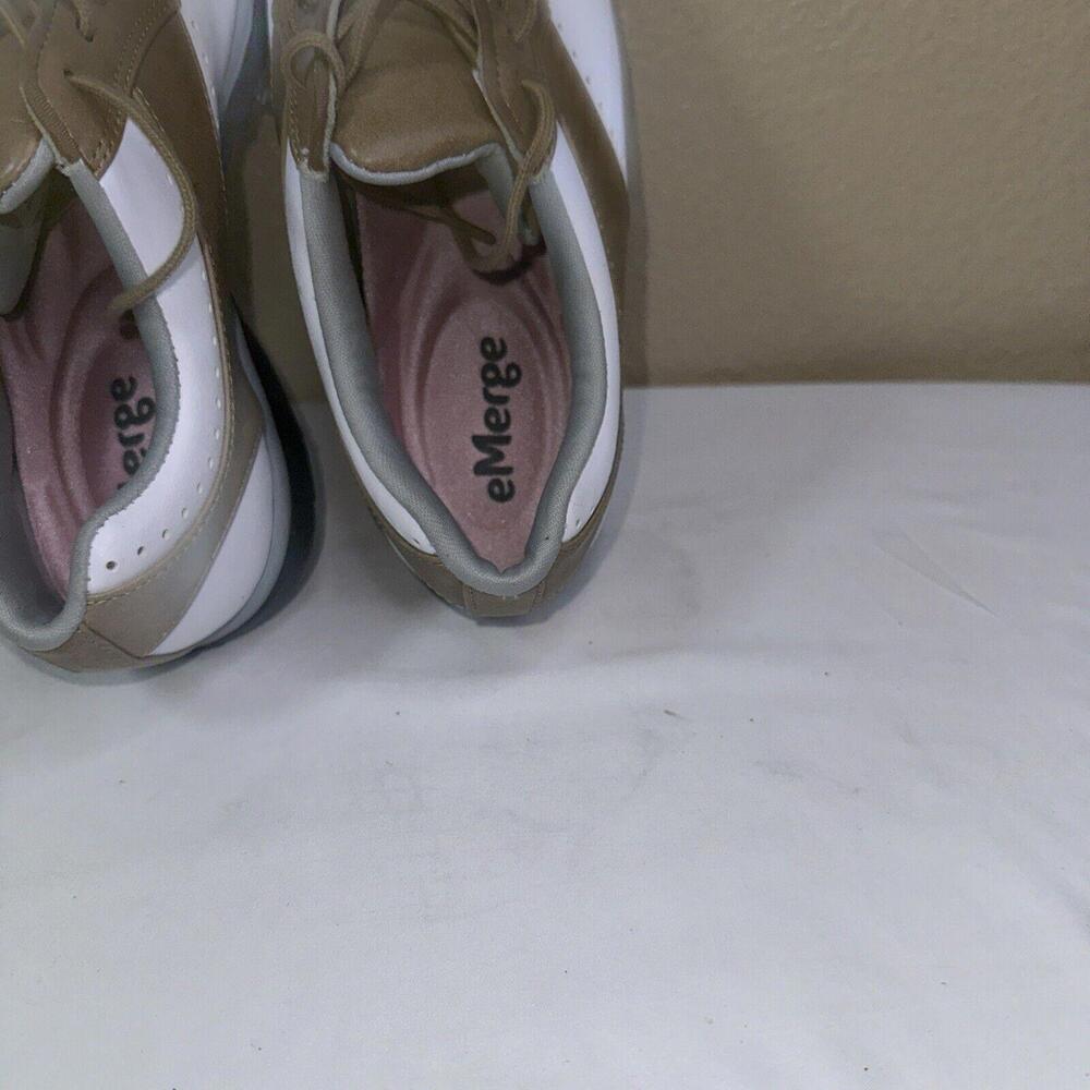 Footjoy eMerge 93914 Golf Shoes Sz 7.5 Medium White/Brown‎ Women's - Picture 8 of 9
